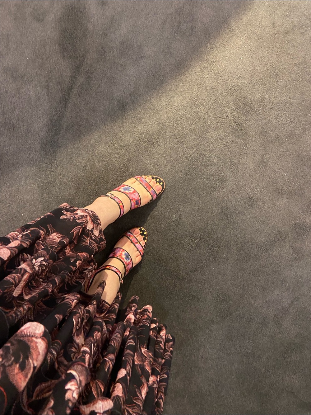 Miss Albright Pink and Orange Floral Strappy Sandals